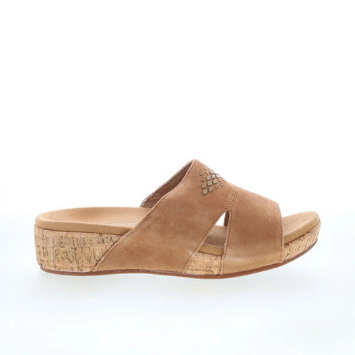 Spenco Passport Wedge SP1158SAD Womens Brown Leather Slides Sandals Shoes