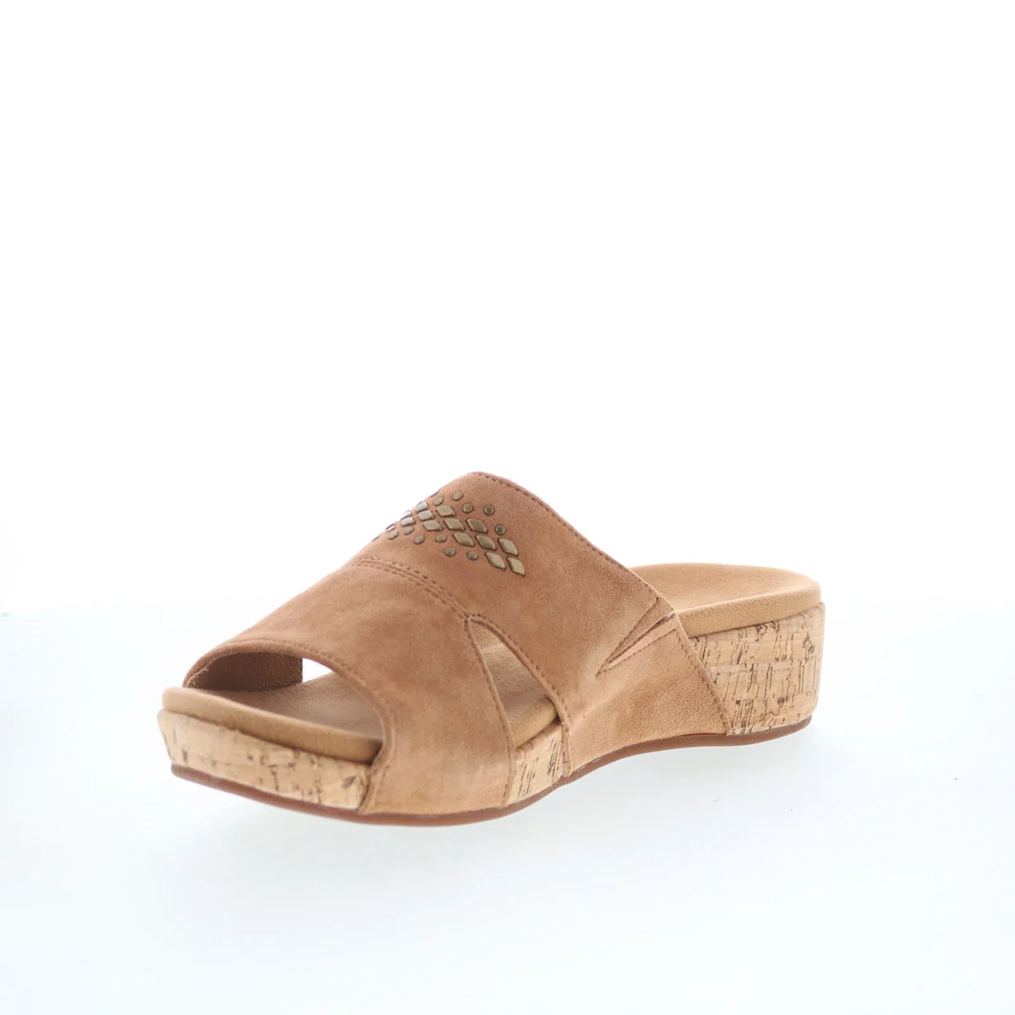 Spenco Passport Wedge SP1158SAD Womens Brown Leather Slides Sandals Shoes
