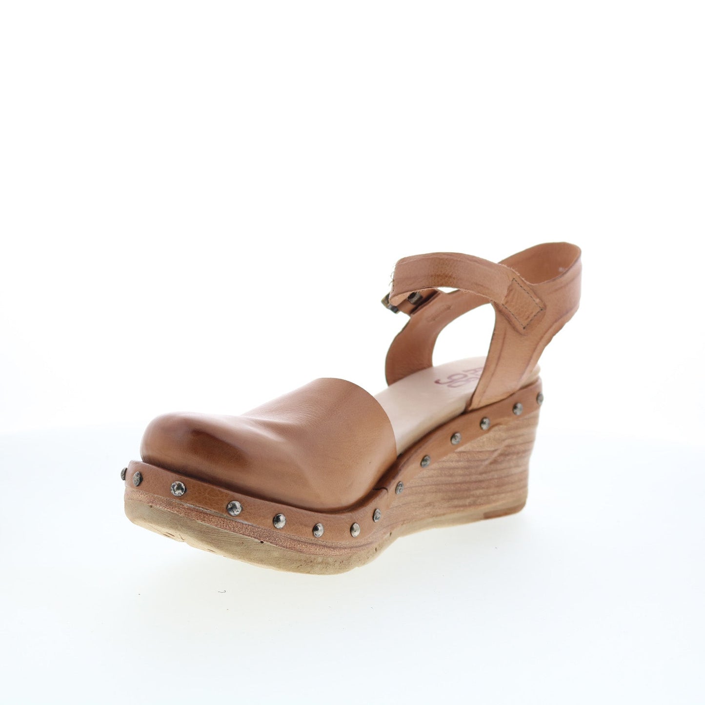 A.S. 98 Pietro Womens Brown Leather Hook & Loop Wedges Sandals Shoes