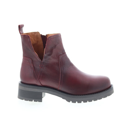 Miz Mooz Poolie Womens Burgundy Leather Zipper Ankle & Booties Boots