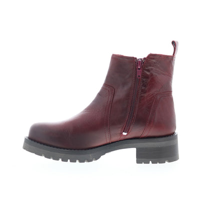 Miz Mooz Poolie Womens Burgundy Leather Zipper Ankle & Booties Boots