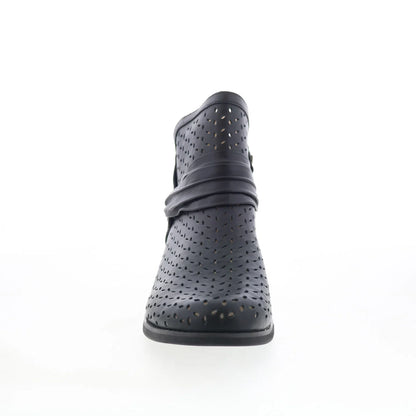Spenco Priscilla Boot SP1093BLK Womens Black Leather Ankle & Booties Boots