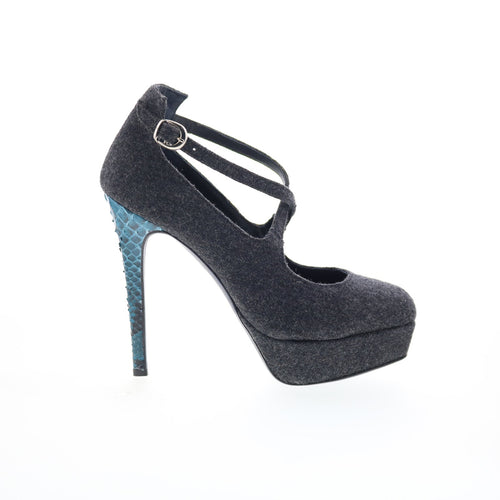 RD Company W-RD24 Womens Gray Canvas Hook & Loop Pumps Heels Shoes