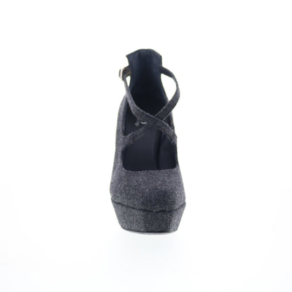 RD Company W-RD24 Womens Gray Canvas Hook & Loop Pumps Heels Shoes