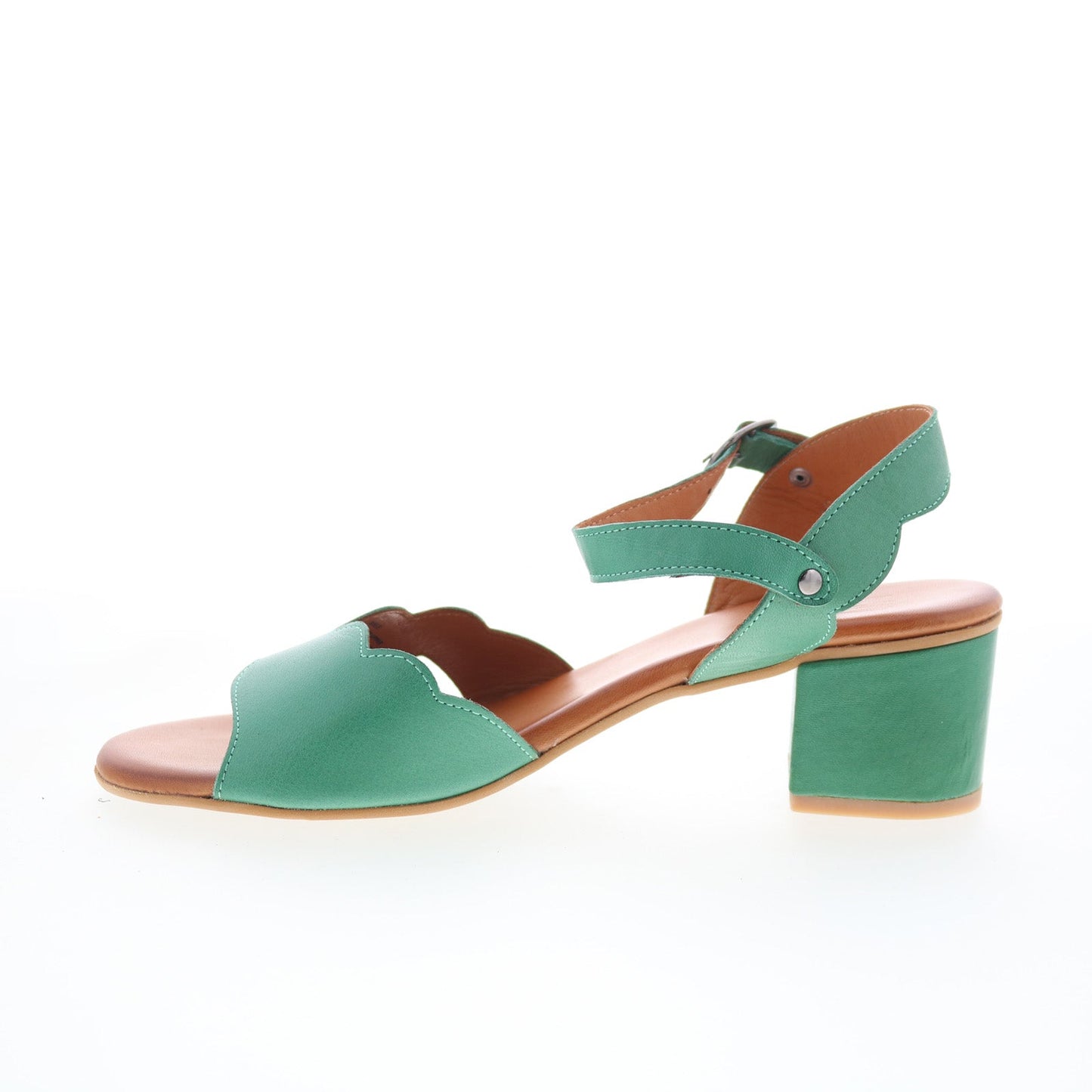 Miz Mooz Rubie Womens Green Leather Hook & Loop Heeled Sandals Shoes