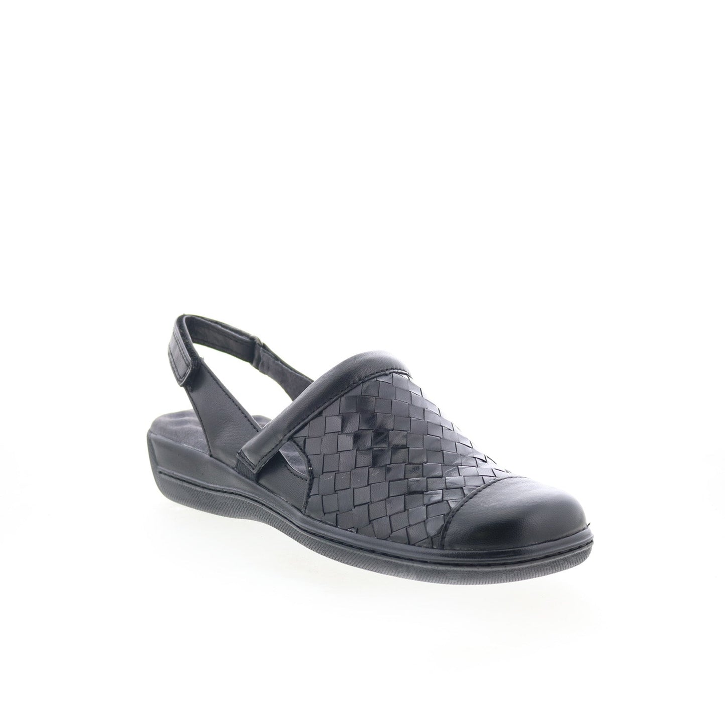 Softwalk Salina Woven S1365-001 Womens Black Narrow Clog Flats Shoes