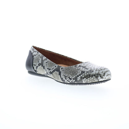 Softwalk Sonoma S1862-028 Womens Gray Wide Leather Ballet Flats Shoes