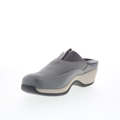 SoftWalk Aberdeen S2100-072 Womens Gray Leather Slip On Clog Flats Shoes