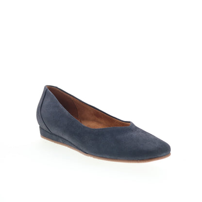 SoftWalk Vellore S2162-410 Womens Blue Nubuck Slip On Ballet Flats Shoes