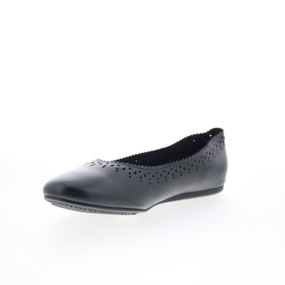 SoftWalk Selma S2228-001 Womens Black Leather  Slip On Ballet Flats Shoes