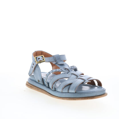 A.S. 98 Saul Womens Blue Leather Hook & Loop Strap Sandals Shoes