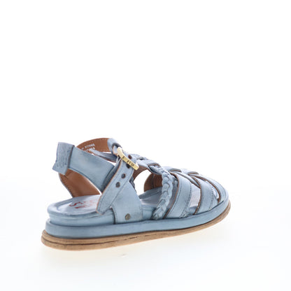 A.S. 98 Saul Womens Blue Leather Hook & Loop Strap Sandals Shoes