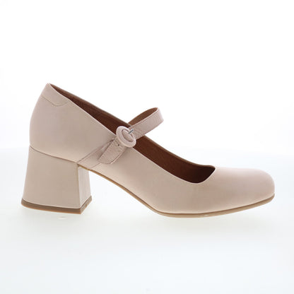 Miz Mooz Seely Womens Beige Leather Hook & Loop Pumps Heels Shoes
