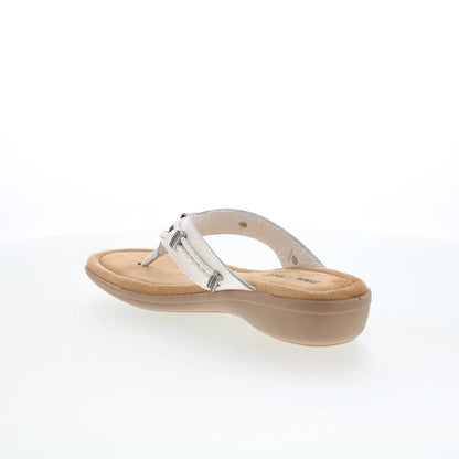 Minnetonka Silverbay 5909100 Womens White Leather Flip-Flops Sandals Shoes