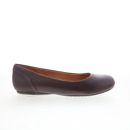 Softwalk Sonoma S1862-682 Womens Brown Leather Slip On Ballet Flats Shoes