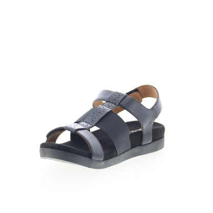 Spenco Anabel SP1059BLK Womens Black Leather Strap Sandals Shoes
