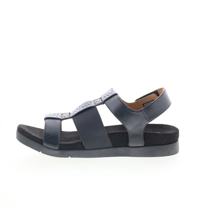 Spenco Anabel SP1059BLK Womens Black Leather Strap Sandals Shoes