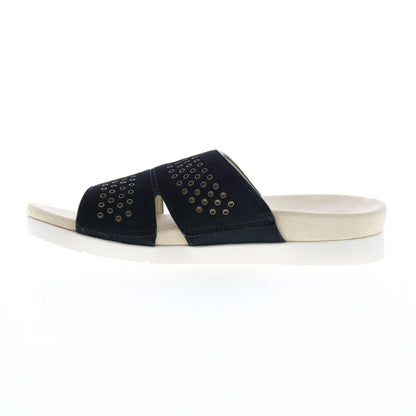 Spenco Twilight Stud SP1061BLK Womens Black Suede Slides Sandals Shoes