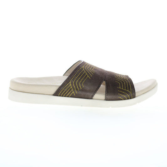 Spenco Twilight Ellie SP1070FFR Womens Brown Suede Slides Sandals Shoes