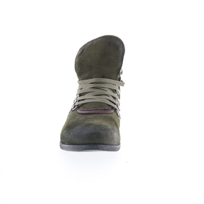 Miz Mooz Steffy Womens Green Suede Zipper Ankle & Booties Boots