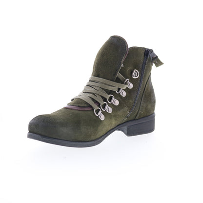 Miz Mooz Steffy Womens Green Suede Zipper Ankle & Booties Boots