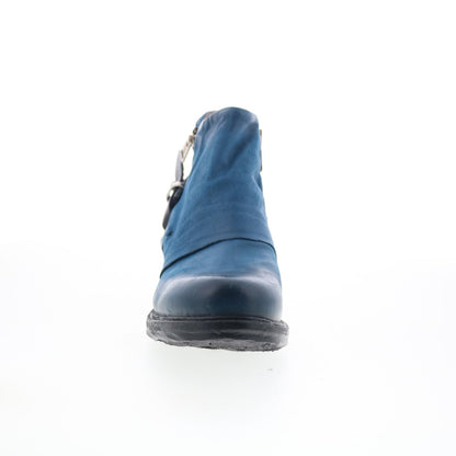 A.S. 98 Steve Womens Blue Leather Zipper Ankle & Booties Boots