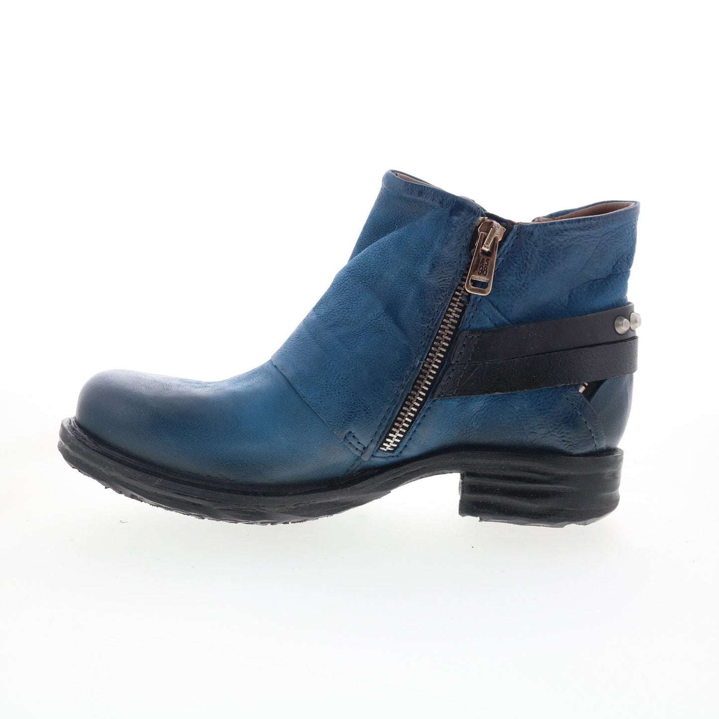 A.S. 98 Steve Womens Blue Leather Zipper Ankle & Booties Boots