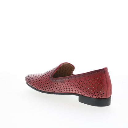 Trotters Ginger T2219-600 Womens Red Leather Slip On Loafer Flats Shoes