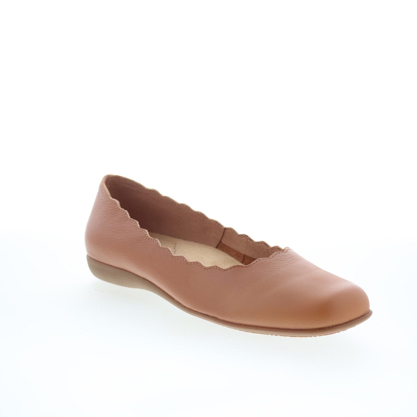 Trotters Sabine T2255-215 Womens Brown Leather Slip On Ballet Flats Shoes