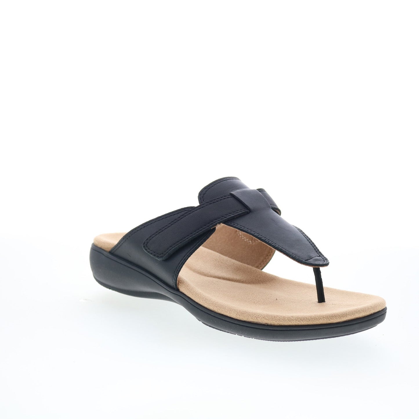 Trotters Robin T2317-001 Womens Black Leather Strap Thong Sandals Shoes