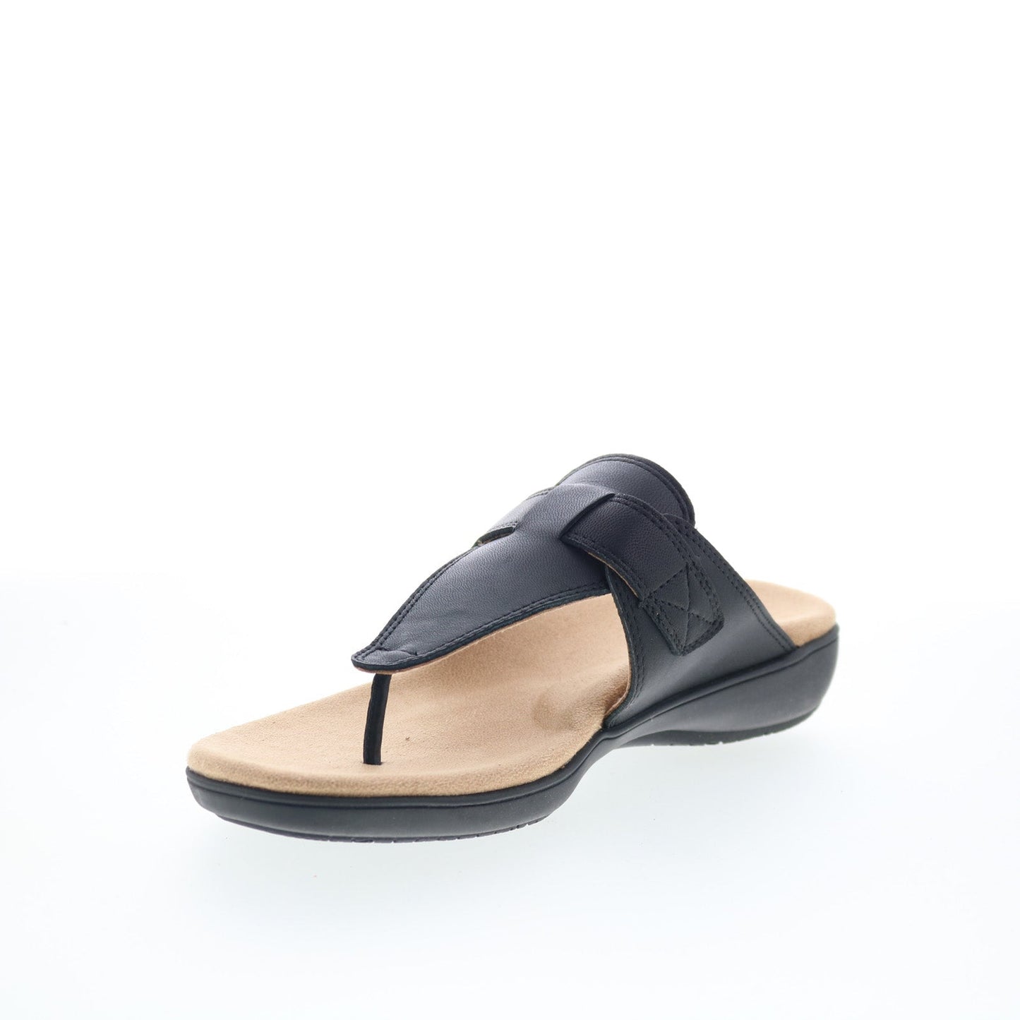 Trotters Robin T2317-001 Womens Black Leather Strap Thong Sandals Shoes