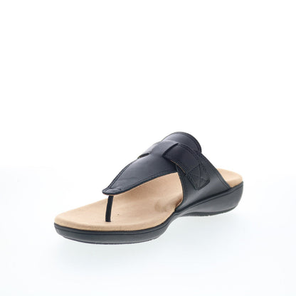 Trotters Robin T2317-001 Womens Black Leather Strap Thong Sandals Shoes