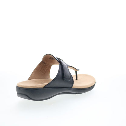 Trotters Robin T2317-001 Womens Black Leather Strap Thong Sandals Shoes