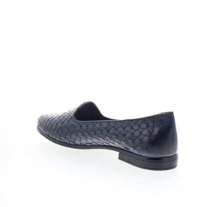 Trotters Lizette T2365-400 Womens Blue Leather Slip On Loafer Flats Shoes