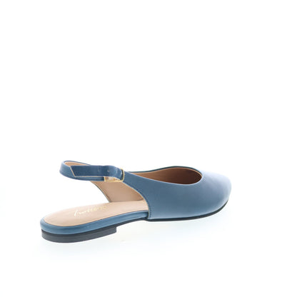 Trotters Evelyn T2403-427 Womens Blue Leather Slingback Flats Shoes