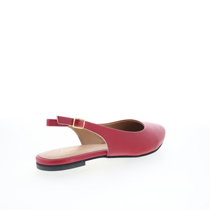 Trotters Evelyn T2403-600 Womens Red Leather Slingback Flats Shoes