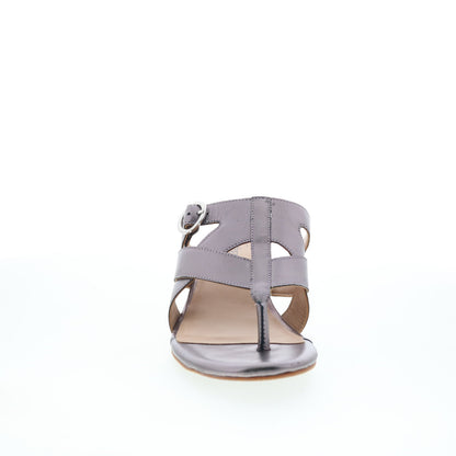 Trotters Nikki T2517-033 Womens Gray Leather Slip On Heeled Sandals Shoes
