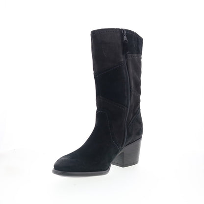 Miz Mooz Tansy Womens Black Suede Slip On Mid Calf Boots