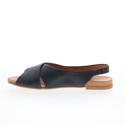 Miz Mooz Thayne Womens Black Leather Slip On Slingback Sandals Shoes