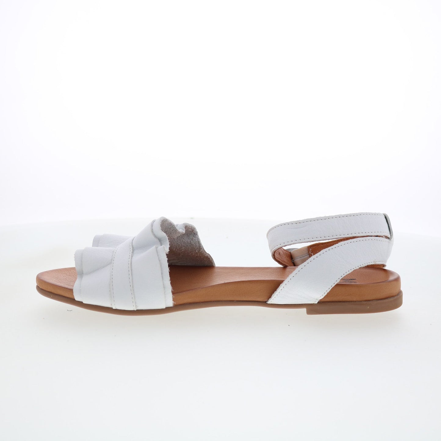 Miz Mooz Theresa Womens White Leather Hook & Loop Strap Sandals Shoes