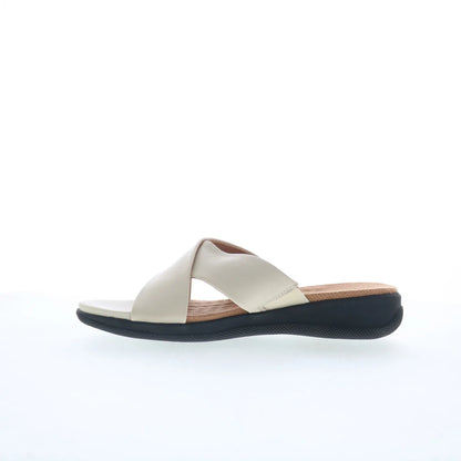 Softwalk Tillman S1502-131 Womens White Leather Slip On Slides Sandals Shoes