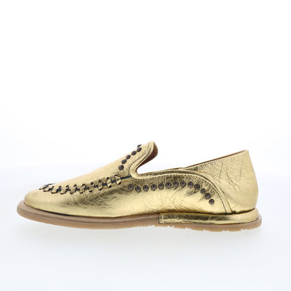 A.S. 98 Tonie Womens Gold Leather Slip On Loafer Flats Shoes
