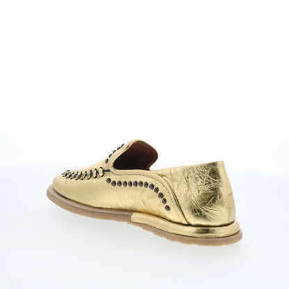 A.S. 98 Tonie Womens Gold Leather Slip On Loafer Flats Shoes