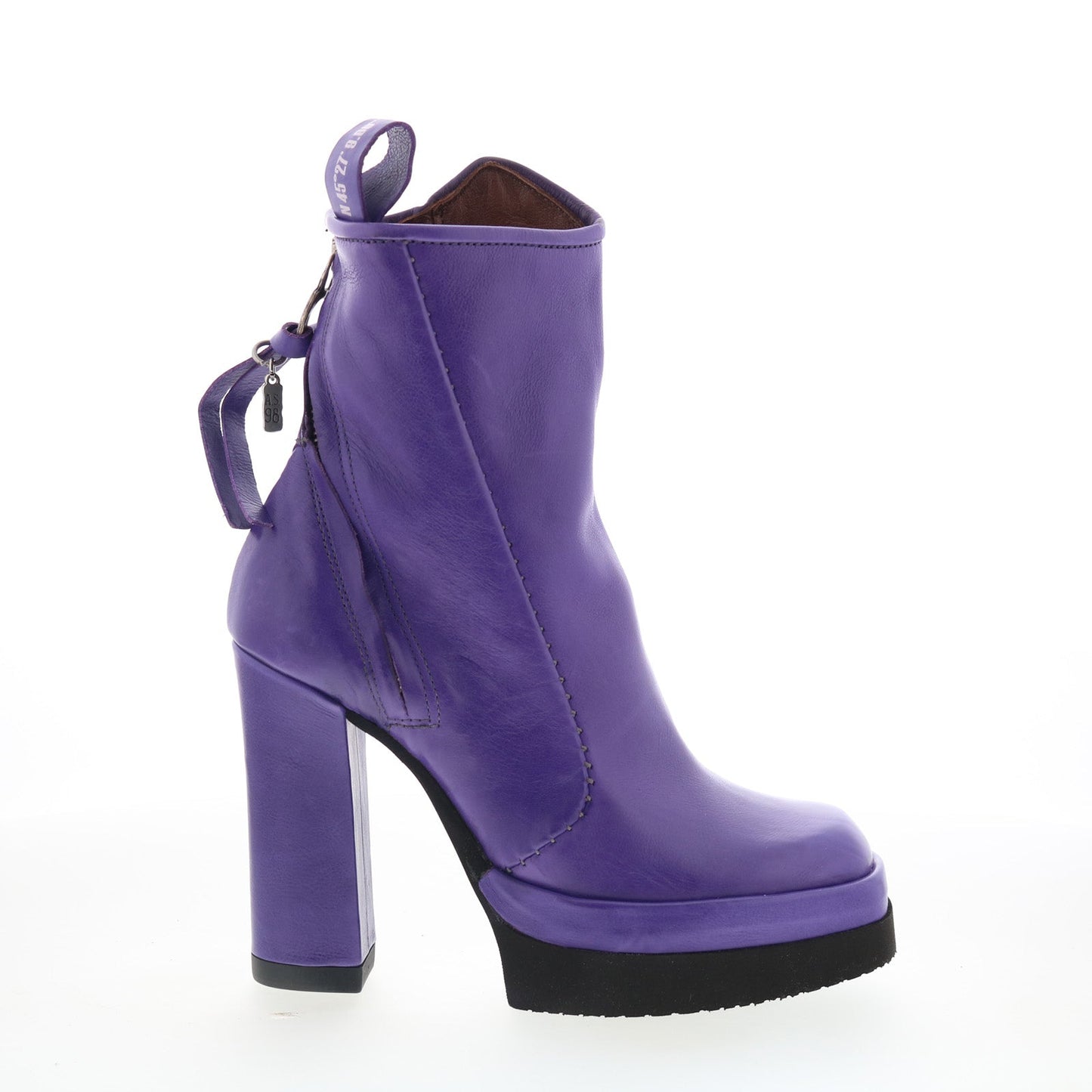 A.S. 98 Vale Womens Purple Leather Zipper Ankle & Booties Boots