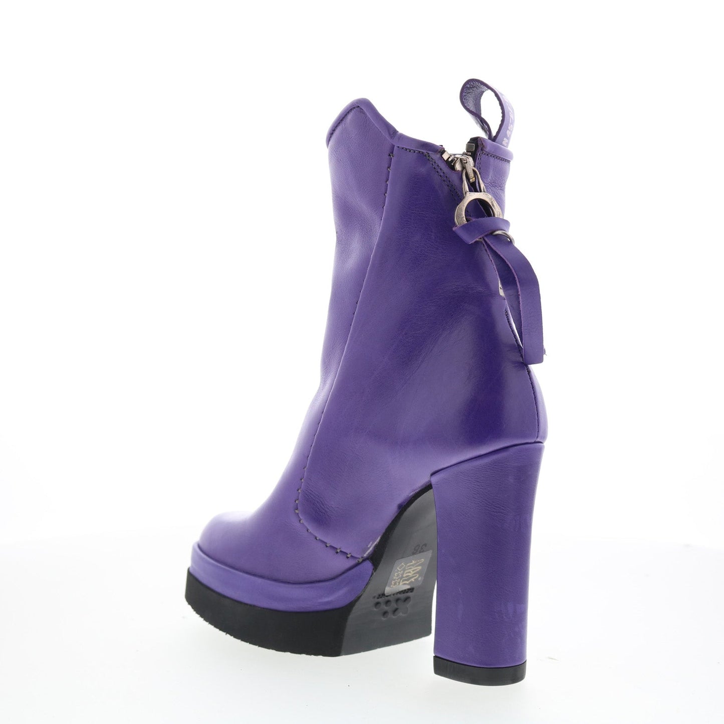 A.S. 98 Vale Womens Purple Leather Zipper Ankle & Booties Boots