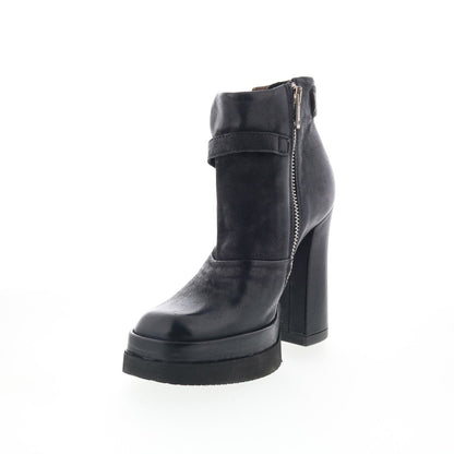 A.S. 98 Vinal Womens Black Leather Zipper Ankle & Booties Boots