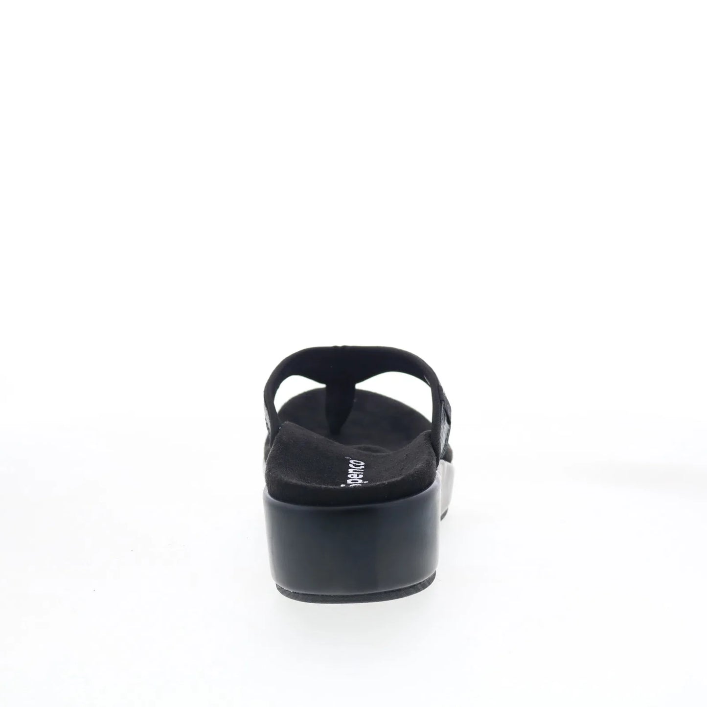 Spenco Weekend SP1076BLK Womens Black Wide Leather Flip-Flops Sandals Shoes